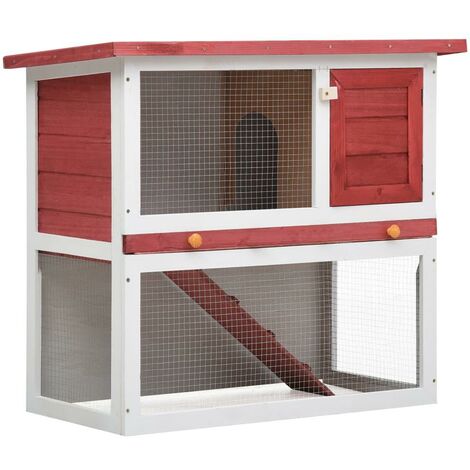 Clapier d'extérieur 1 porte 90 x 45 x 80 cm rouge bois (1/5)