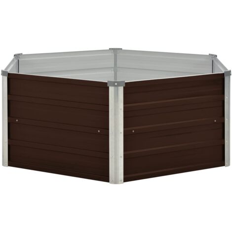 Jardinière surélevée marron 129 x 129 x 46 cm acier galvanisé (1/5)