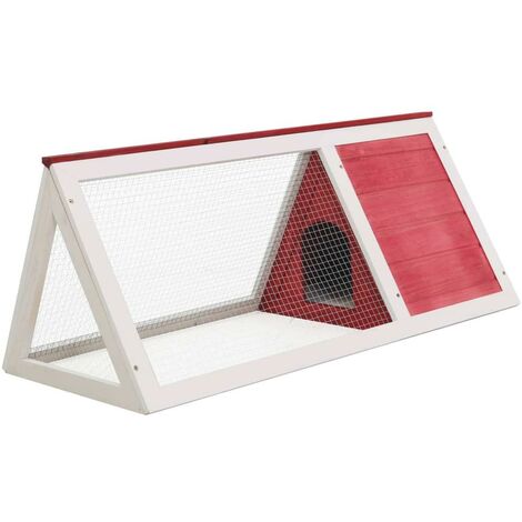 Clapier lapin petits animaux 98 x 50 x 41 cm bois rouge et blanc (1/5)