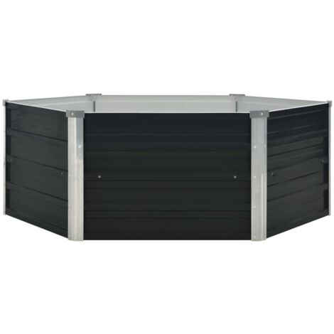 Jardinière surélevée anthracite 129 x 129 x 45 cm acier galvanisé (1/5)