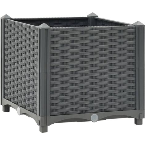 Jardinière lit surélevé plantes fleurs jardin 40 x 40 x 38 cm polypropylène gris foncé (1/4)