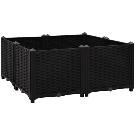 Jardinière lit surélevé plantes fleurs jardin 80 x 80 x 38 cm polypropylène noir (1/5)