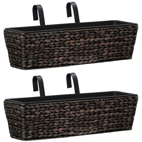Lot de 2 jardinières jacinthe d'eau 60 cm marron (1/5)