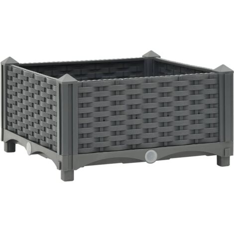 Jardinière lit surélevé plantes fleurs jardin 40 x 40 x 23 cm polypropylène gris foncé (1/4)
