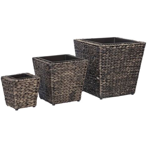 Jardinière lit surélevé plantes fleurs jardin 3 pcs Jacinthe d'eau marron (1/5)