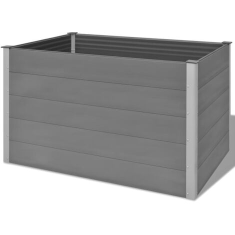 Jardinière lit surélevé plantes fleurs jardin WPC 150 x 100 x 91 cm gris (1/5)