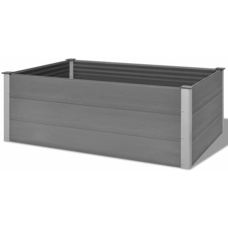 Jardinière lit surélevé plantes fleurs jardin WPC 150 x 100 x 54 cm gris (1/5)