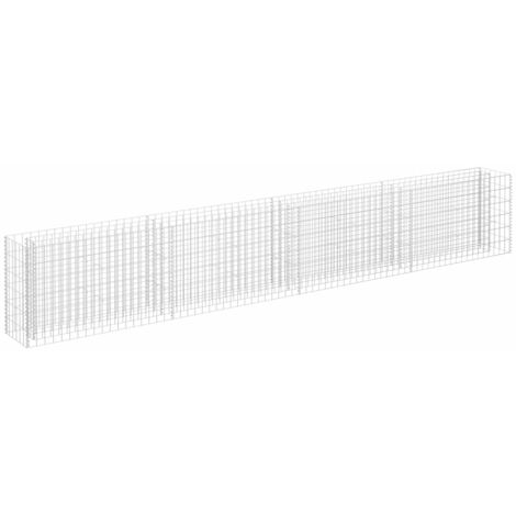 Jardinière lit surélevé plantes fleurs jardin à gabion acier galvanisé 360 x 30 x 60 cm (1/5)