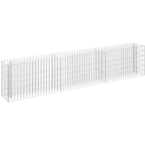 Jardinière lit surélevé plantes fleurs jardin à gabion acier galvanisé 270 x 30 x 60 cm (1/5)
