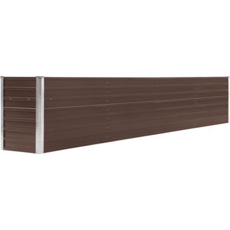 Jardinière lit surélevé plantes fleurs jardin acier galvanisé 320 x 40 x 45 cm marron (1/5)