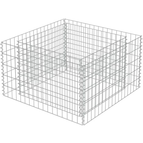 Jardinière lit surélevé plantes fleurs jardin à gabion 90 x 90 x 50 cm acier galvanisé (1/4)