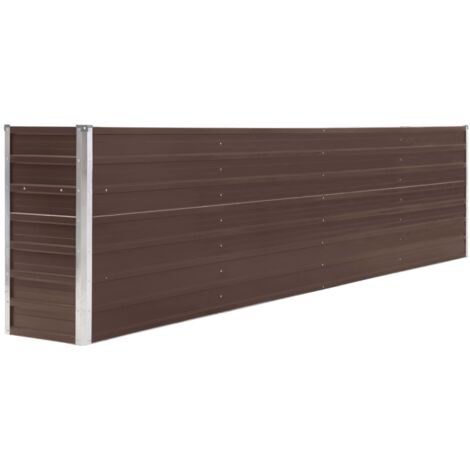 Jardinière lit surélevé plantes fleurs jardin 320 x 40 x 77 cm acier galvanisé marron (1/6)