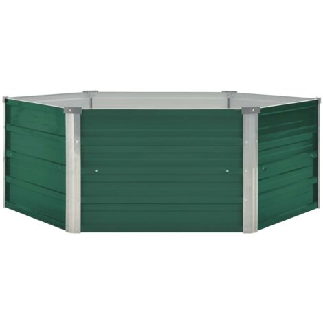 Jardinière lit surélevé plantes fleurs jardin 129 x 129 x 46 cm cm acier galvanisé vert (1/5)