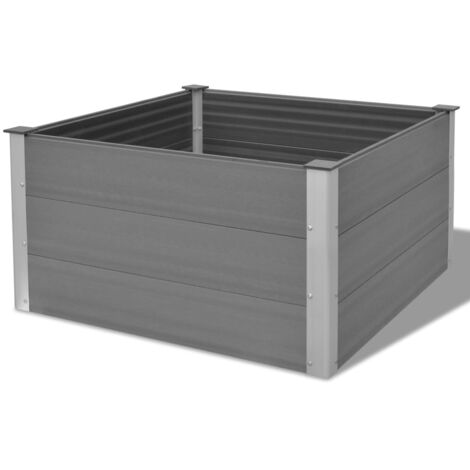 Jardinière lit surélevé plantes fleurs jardin WPC 100 x 100 x 54 cm gris (1/5)