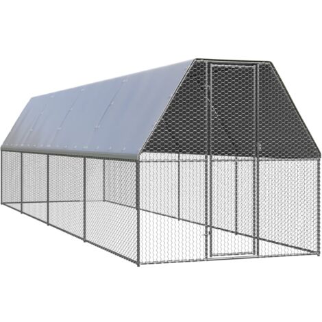 Poulailler d'extérieur 2 x 8 x 2 m acier galvanisé toit résistant à l'eau (1/5)