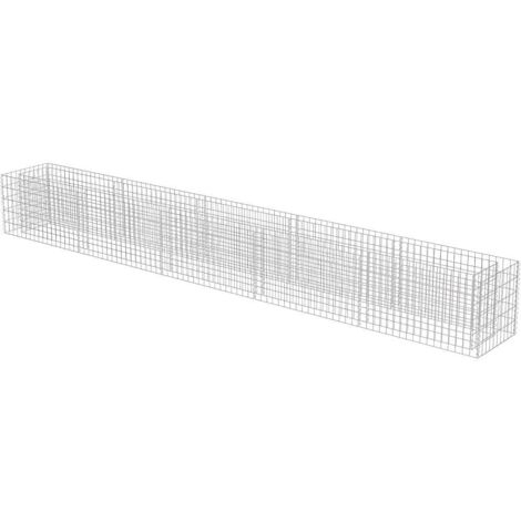 Jardinière lit surélevé plantes fleurs jardin à gabion acier galvanisé 450 x 50 x 50 cm (1/5)