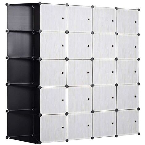 Armoire De Rangement Modulaire DIY - 13 Compartiments, 4 Tringles | Noir, Pour Vêtements, Chaussures, Jouets