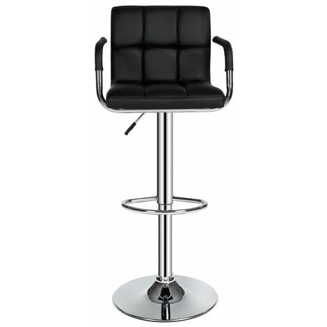 Lot De 2 Tabourets De Bar Réglables Avec Dossier - Hauteur 60-80 Cm, Pieds Métal, Cuir Blanc, Design Moderne