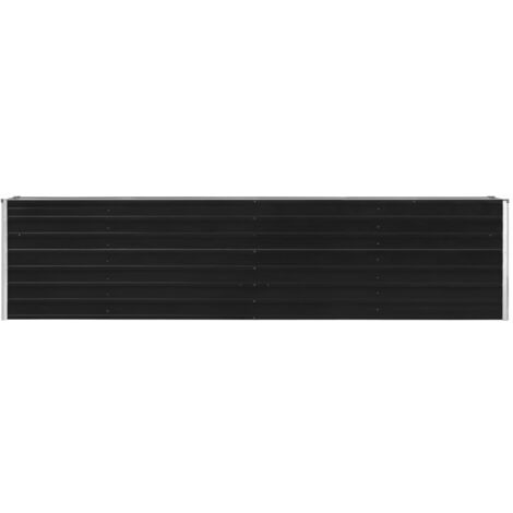 Helloshop26 – Jardinière rectangulaire 320 x 40 x 77 cm – Acier galvanisé anthracite – Bordures repliées pour sécurité – Pour balcon et terrasse (1/5)