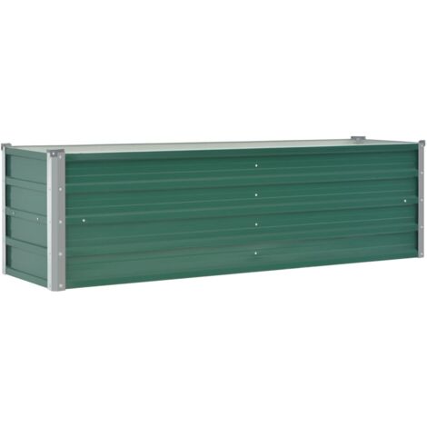 Jardinière lit surélevé plantes fleurs jardin acier galvanisé 160 x 40 x 45 cm vert (1/5)