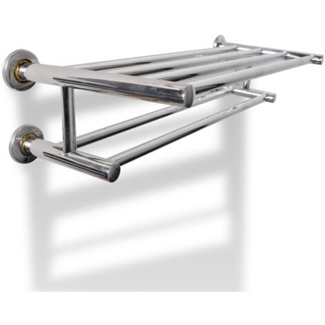 Porte serviette salle de bain universelle double acier 60 cm (1/5)