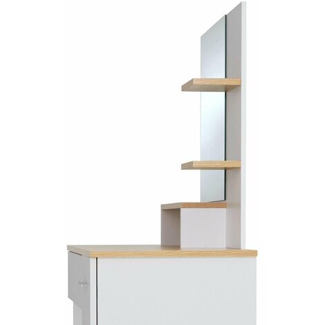Coiffeuse avec miroir tiroir table de maquillage élégante moderne 137,5 cm blanche