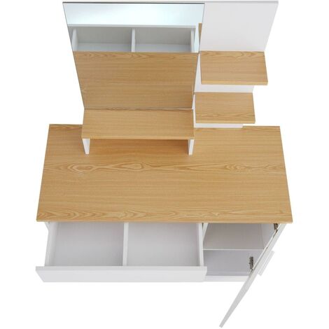 Coiffeuse avec miroir tiroir table de maquillage élégante moderne 137,5 cm blanche