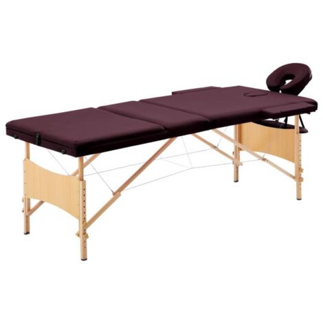 Table de massage pliable 3 zones bois violet vin (1/5)
