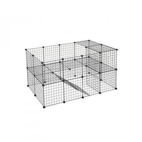 Enclos modulable pour petits animaux cage intérieur 2 niveaux maillet en caoutchouc offert cochon d inde lapin assemblage facile 143 x 73 x 71 cm noir