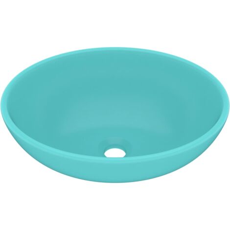 Lavabo vasque ovale de luxe 40x33 cm céramique Vert clair mat (1/5)