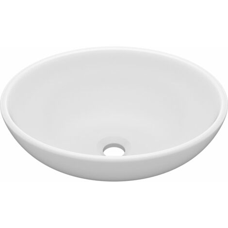 Lavabo vasque ovale de luxe 40 x 33 cm céramique blanc mat