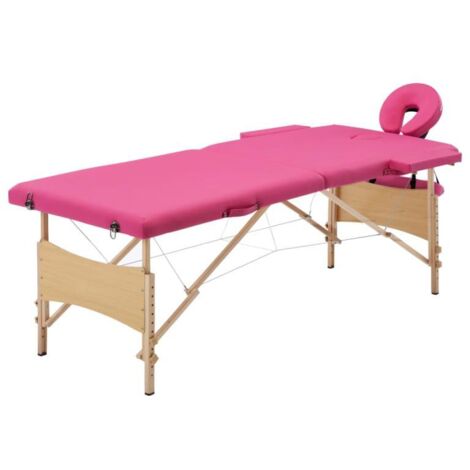 Table de massage pliable lit de massage banc canapé thérapie cosmétique portable professionnel Shiatsu Reiki 2 zones bois rose (1/5)