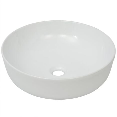Lavabo salle de bain diamètre 41,5 rond céramique blanc
