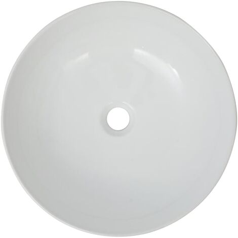 Lavabo salle de bain diamètre 41,5 rond céramique blanc