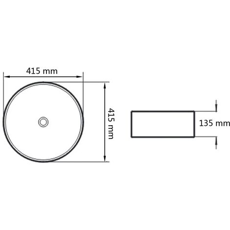 Lavabo salle de bain diamètre 41,5 rond céramique blanc