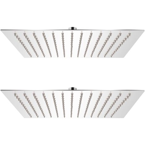Lot de 2 pommes de douche plongeante carré 25x25 cm acier inoxydable (1/5)