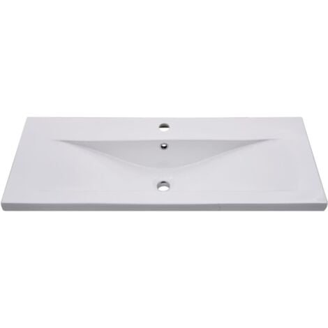 Lavabo salle de bain encastré 101 cm céramique blanc