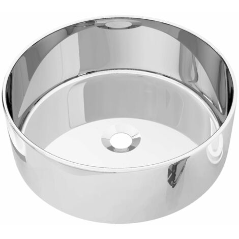 Lavabo vasque diamètre 40 cm céramique argenté (1/5)