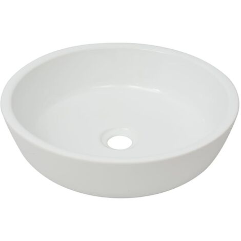 Lavabo salle de bain diamètre 42 cm ronde céramique blanc (1/4)
