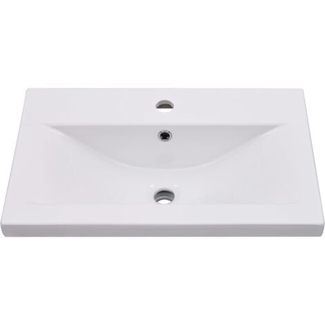 Lavabo salle de bain encastré 61 cm céramique blanc
