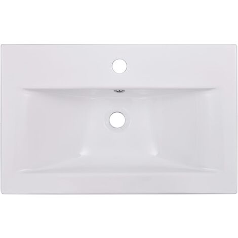 Lavabo salle de bain encastré 61 cm céramique blanc