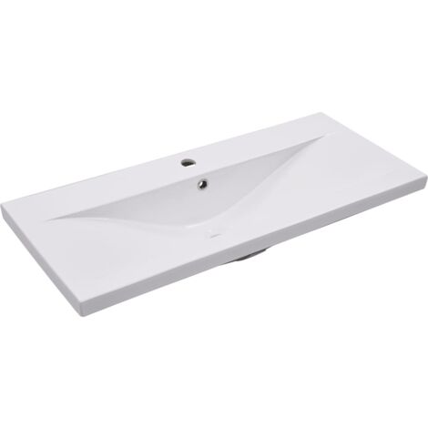 Lavabo salle de bain encastré 91 cm céramique blanc