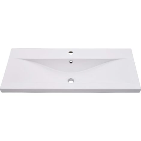 Lavabo salle de bain encastré 91 cm céramique blanc