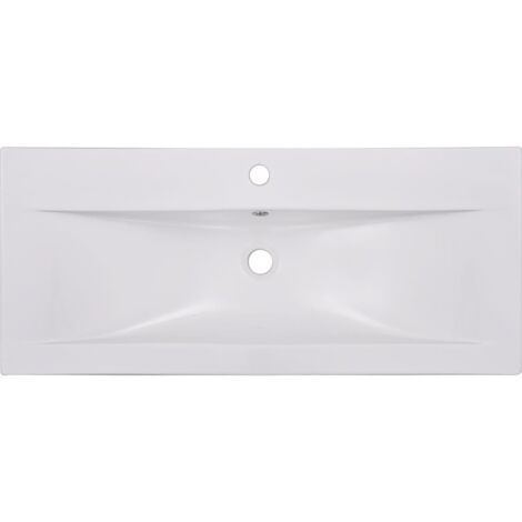 Lavabo salle de bain encastré 91 cm céramique blanc