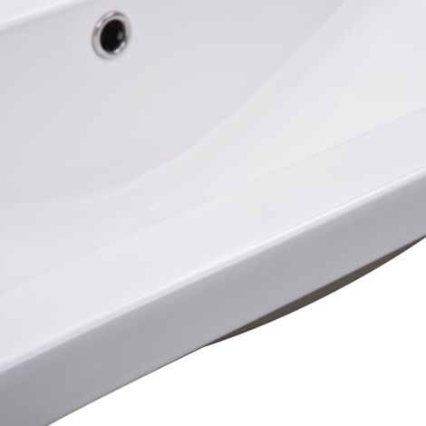 Lavabo salle de bain encastré 91 cm céramique blanc