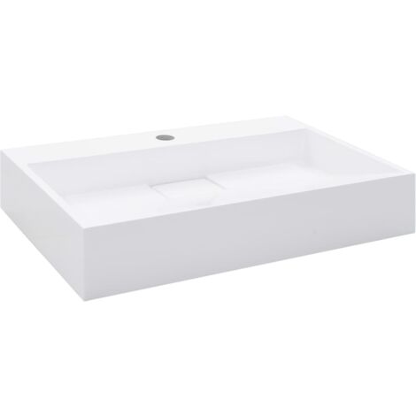 Lavabo 60 x 38 cm fonte minérale/marbre blanc (1/5)