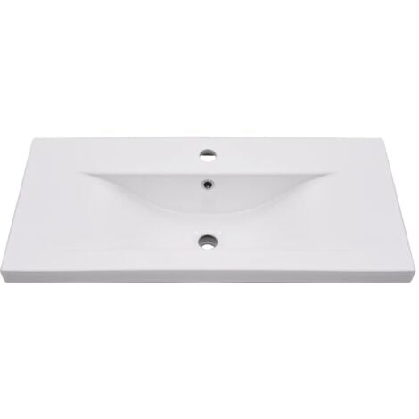 Lavabo salle de bain encastré 81 cm céramique blanc