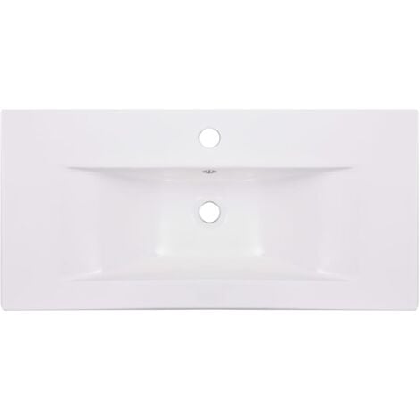 Lavabo salle de bain encastré 81 cm céramique blanc