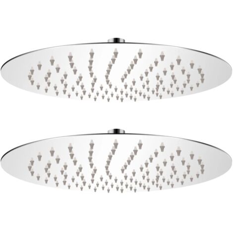 Lot de 2 pommes de douche plongeante diamètre 25 cm acier inoxydable (1/5)