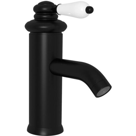 Robinet de lavabo de salle de bain robinet d'évier mitigeur de salle de bain mitigeur de salle d'eau maison intérieur 18 cm noir (1/4)
